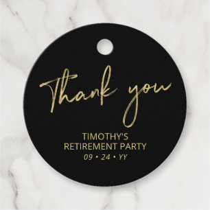 Étiquettes Cadeau Cadeau de remerciement pour la fête de retraite Or