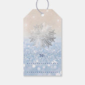 Étiquettes-cadeau Cadeau de vacances Blue Neige Flakes Silver Blue P (Dos)
