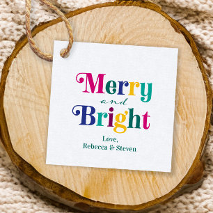 Étiquettes Cadeau Cadeau de vacances de Noël coloré Merry and Bright