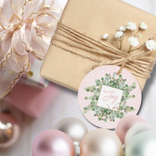 Étiquettes Cadeau Cadeau de vacances Pastel Pink Eucalyptus