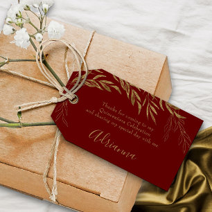 Étiquettes-cadeau Cadeau élégant feuille rouge et or