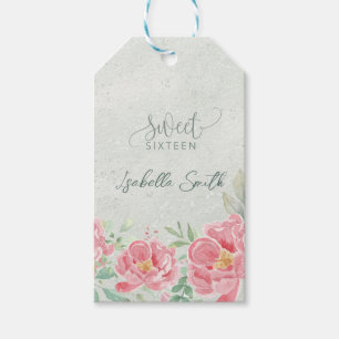 Étiquettes-cadeau Cadeau Fleurs Douces Vert et Rose pour un Sweet Si