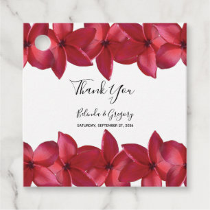 Étiquettes Cadeau Cadeau Mariage Red Plumeria Frangipani