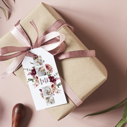 Étiquettes-cadeau Cadeau photo de collage moderne Fleurs de photos B