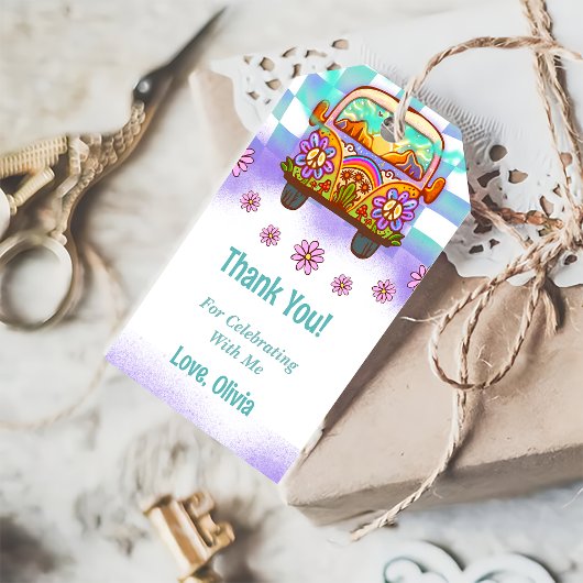 Étiquettes-cadeau Cadeau Retro Rainbow Super Merci