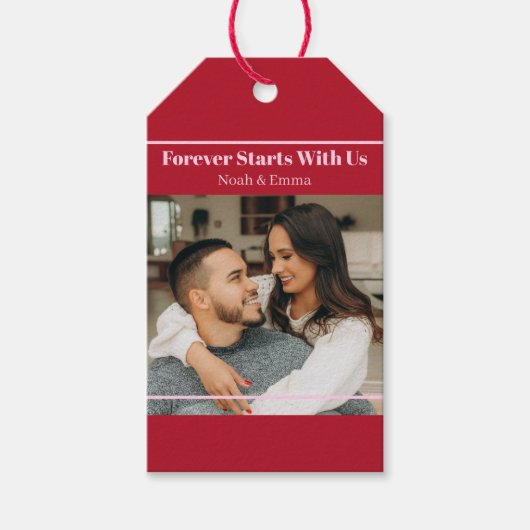 Étiquettes-cadeau Cadeau romantique personnalisé avec photo et texte (Devant)