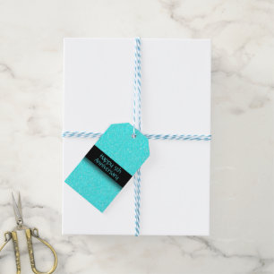 Étiquettes-cadeau Cadeau simple Aqua Blue Anniversaire