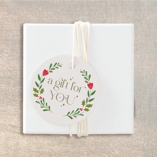 Étiquettes Cadeau Cadeau traditionnel de couronne de Noël