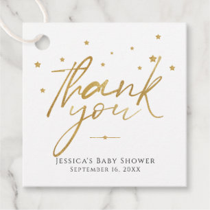 Étiquettes Cadeau Cadeaux Baby Shower Merci Étoiles Dorées