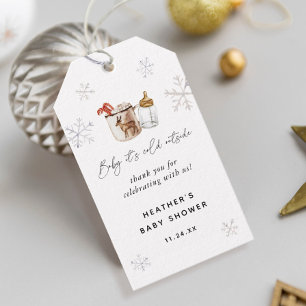 Étiquettes-cadeau Cadeaux de Baby Shower d'Hiver au Chocolat Chaud