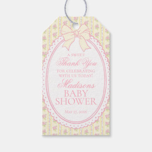 Étiquettes-cadeau Cadeaux de Baby Shower Floraux Fancy Vintage Jaune