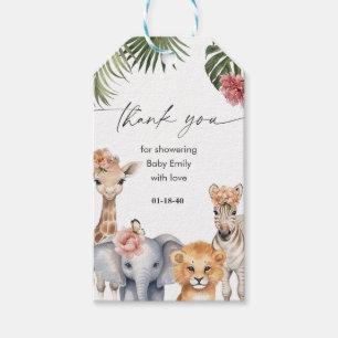 Étiquettes-cadeau Cadeaux de bébé Safari Fille Baby Shower Merci