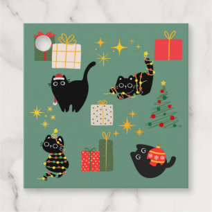 Étiquettes Cadeau Cadeaux de chats noirs de Noël