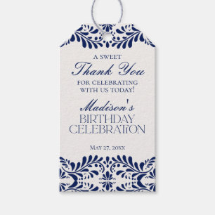 Étiquettes-cadeau Cadeaux de fête d'anniversaire Blue Talavera Tile 