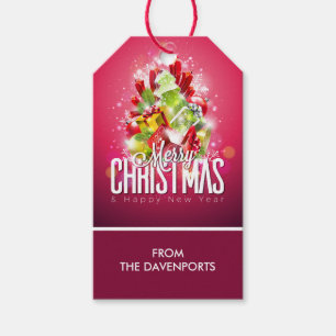 Étiquettes-cadeau Cadeaux et Arbre de Noël modernes enrobés - Festiv