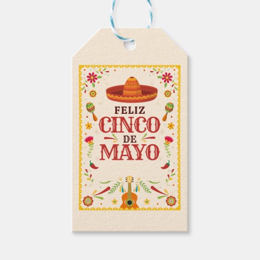 Étiquettes-cadeau Cadre Cinco de Mayo Mexicain (Devant)