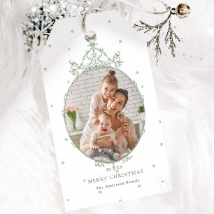 Étiquettes-cadeau Cadre classique moderne Joyeux Noël Photo Holiday