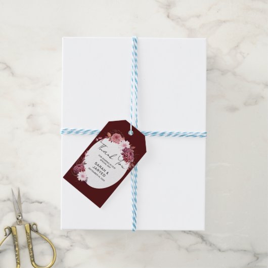 Étiquettes-cadeau Cadre de fleurs d'automne (Avec de laficelle)