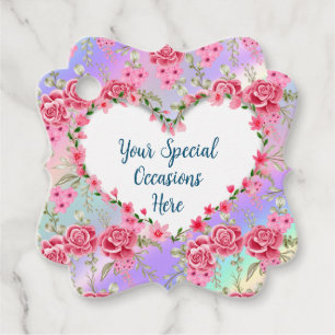 Étiquettes Cadeau Cadre en forme de cœur floral élégant : pour chaqu