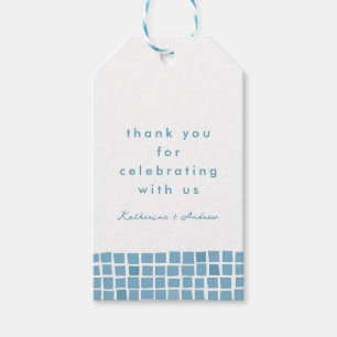 Étiquettes-cadeau Cadre en tuiles bleues mariage grec merci pour