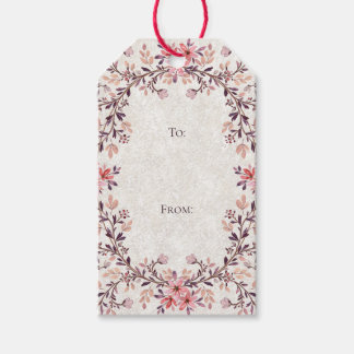 Étiquettes-cadeau Cadre floral aquarelle romantique - Automne rustiq
