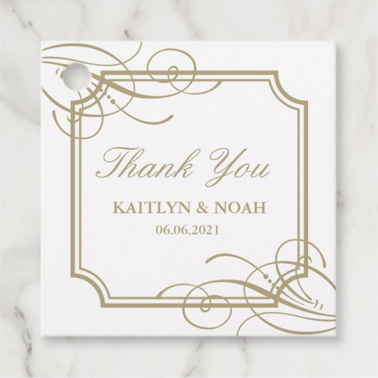 Étiquettes Cadeau Cadre Or Classique Merci Mariage de luxe (Devant)