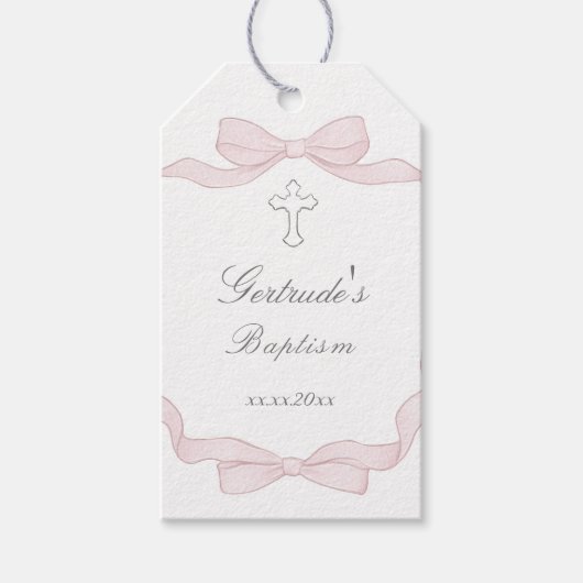 Étiquettes-cadeau Cadre papillon rose (Devant)