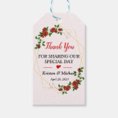 Étiquettes-cadeau Cadre rouge Or Floral Mariage Favor Merci (Devant)