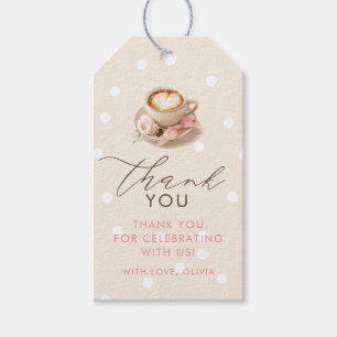 Étiquettes-cadeau Café Bébé Shower Merci avec un Nœud Rose