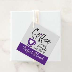 Étiquettes Cadeau Café et amis cadeau gris et violet