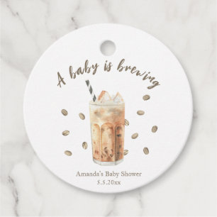 Étiquettes Cadeau Café glacé à l'aquarelle Baby shower