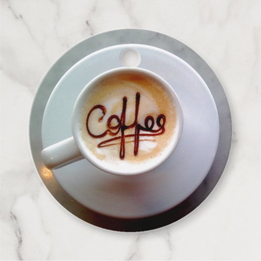 Étiquettes Cadeau Café tasse et soucoupe café latte mignon (Devant)