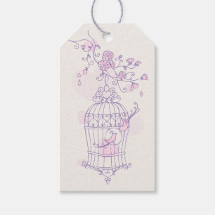 Étiquettes-cadeau Cage d'oiseau violet rose mariage marque cadeau