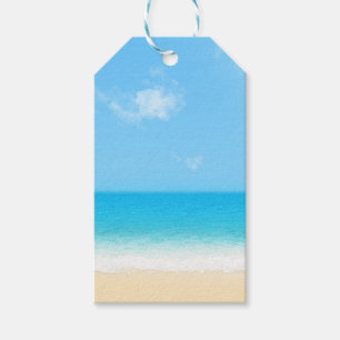 Étiquettes-cadeau Cahier de plage d'été bleu