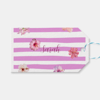 Étiquettes-cadeau Cahier floral aquarelle lavande personnalisé