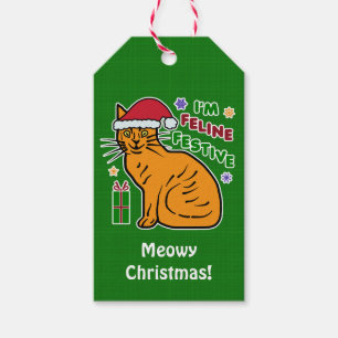 Étiquettes-cadeau Calembour de fête félin de vacances de chat drô