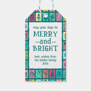 Étiquettes-cadeau Calendrier de Noël fantaisiste personnalisé