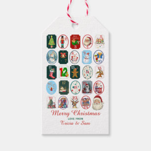 Étiquettes-cadeau Calendrier Festif de l'Avent Blanc