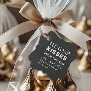 Étiquettes Cadeau Câlins et baisers de mariage au chocolat noir