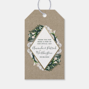 Étiquettes-cadeau Calla Lily Burlap et dentelle Mariage Merci Tags