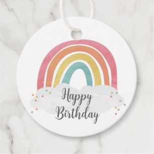 Étiquettes Cadeau Calligraphie arc-en-ciel coloré Cadeau Anniversair