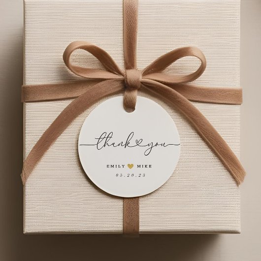 Étiquettes Cadeau Calligraphie cardiaque moderne Mariage Merci