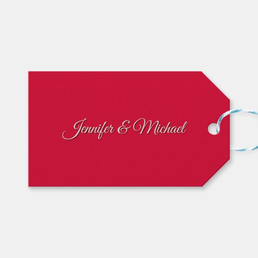 Étiquettes-cadeau Calligraphie Chic Élégante Rouge Cerise Personnali (Devant (Horizontal))