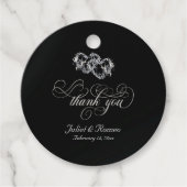 Étiquettes Cadeau Calligraphie Coeurs Liés - Noir/Argent (Devant)