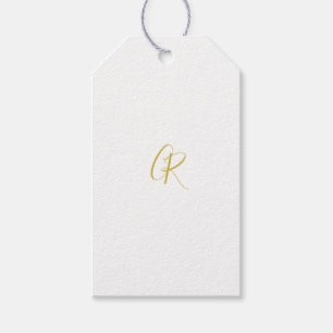 Étiquettes-cadeau Calligraphie couleur or monogramme moderne minimal