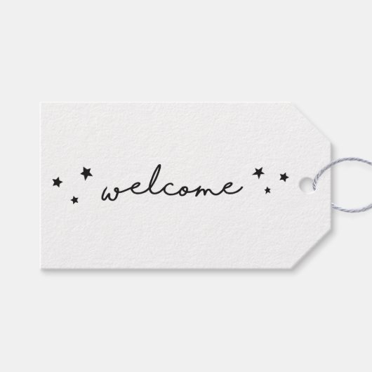 Étiquettes-cadeau Calligraphie de bienvenue noir et blanc. Simple mo (Devant (Horizontal))