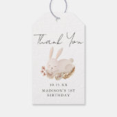 Étiquettes-cadeau Calligraphie de lapin doux Premier Merci d'anniver (Dos)