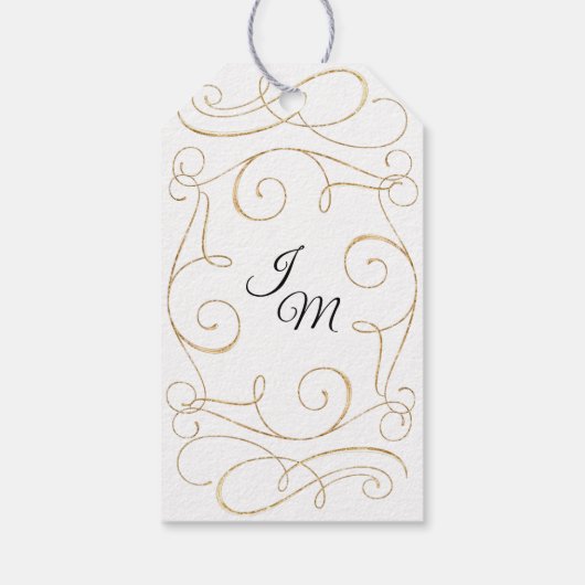 Étiquettes-cadeau Calligraphie de script de bienvenue Scrolls noir e (Dos)