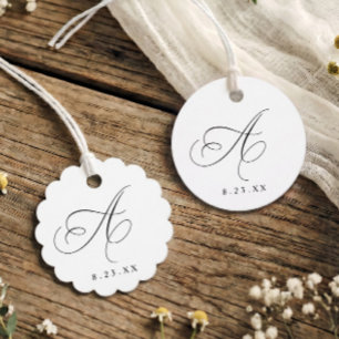 Étiquettes Cadeau Calligraphie Élégante Monogramme Initiale A Mariag