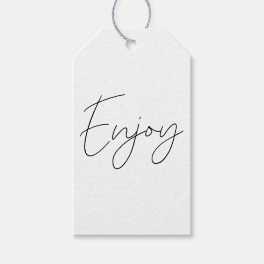 Étiquettes-cadeau Calligraphie élégante noir et blanc Profitez de l' (Devant)